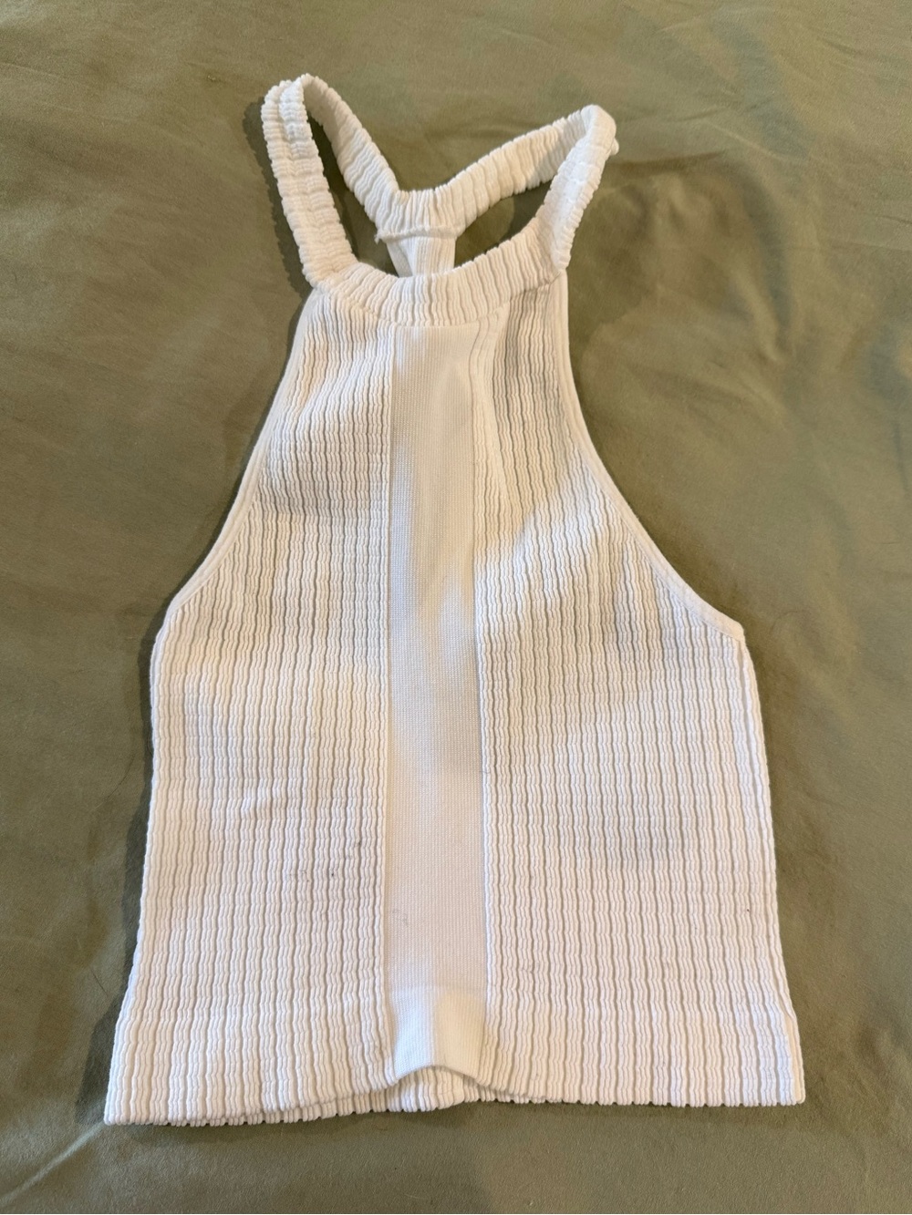 Free People White Ribbed Halter Crop Top